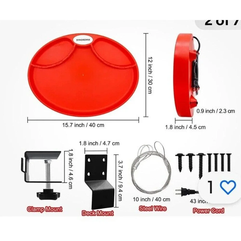 Heated Bird Feeder Waterer Bath Thermostatically Controlled Outdoor‎ Red
